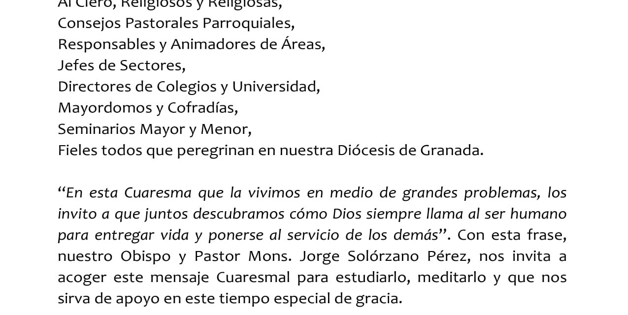 mensaje cuaresma 2021  Obispo de Granada