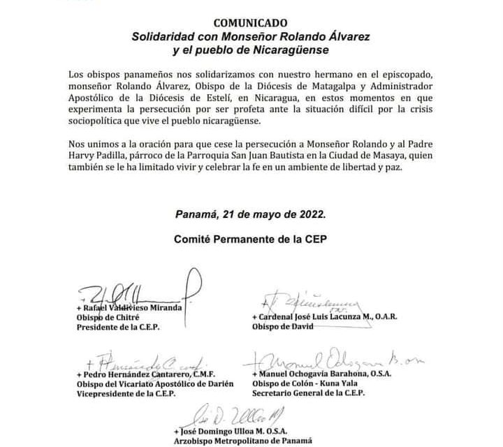 COMUNICADO DE LA CONFERENCIA EPISCOPAL DE PANAMA  EN APOYO A MONS. ROLANDO JOSE ALVAREZ
