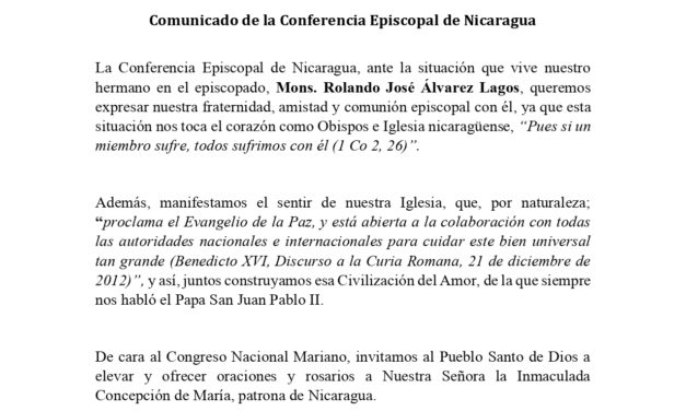 COMUNICADO CONFERENCIA EPISCOPAL DE NICARAGUA